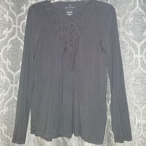 American Eagle Soft N Sexy Lace Up Tee